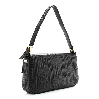 Fendi Nappa Logo Embossed Baguette Black 3 of 10