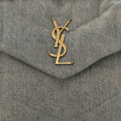 Saint Laurent Denim Quilted Medium Loulou Puffer Monogram Chain Satchel Azur 8 of 10