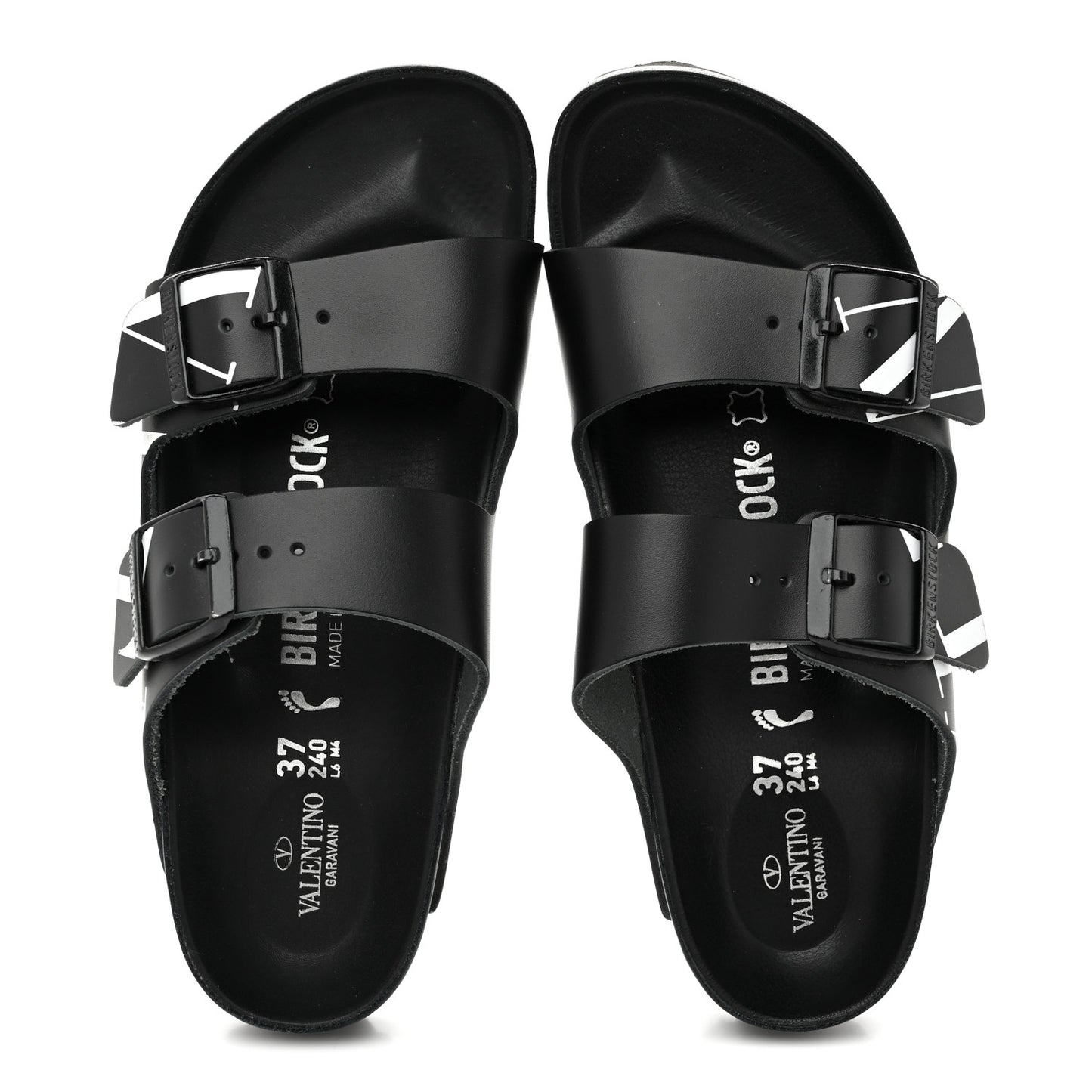 Calfskin VLTN Birkenstock Slide Sandals 37 Black