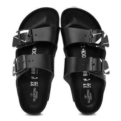 Valentino Garavani Calfskin VLTN Birkenstock Slide Sandals 37 Black 2 of 11