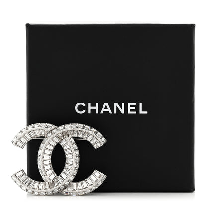 Chanel Baguette Crystal CC Brooch Silver 4 of 4