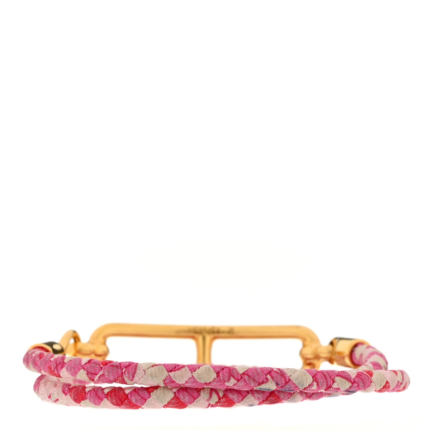 Hermes Silk Printed Astrologie Nouvelle Roulis Double Tour Bracelet Pink 2 of 3