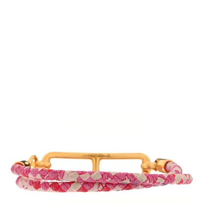 Hermes Silk Printed Astrologie Nouvelle Roulis Double Tour Bracelet Pink 2 of 3