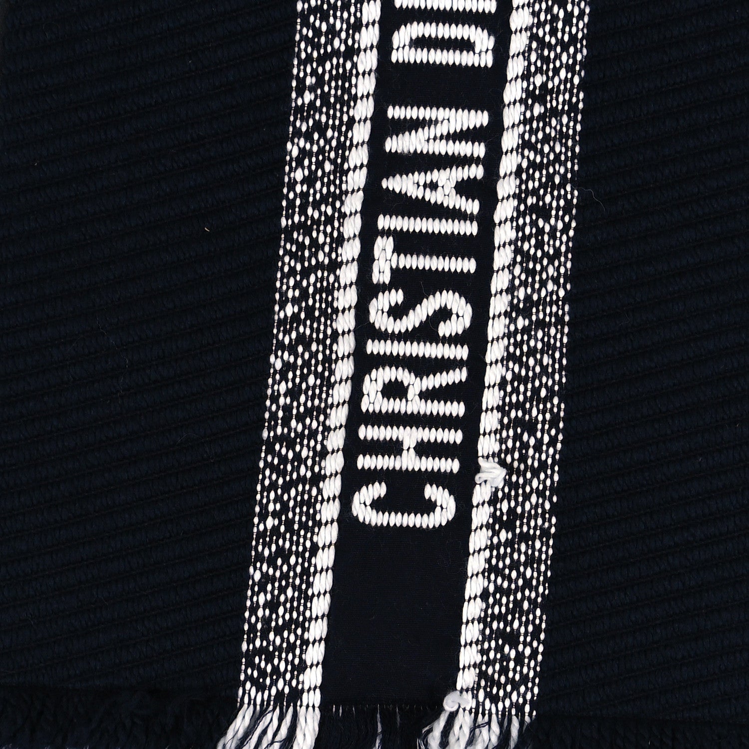 Christian Dior Wool Silk Oblique University Reversible Scarf Navy Blue 4 of 4