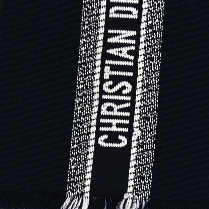 Christian Dior Wool Silk Oblique University Reversible Scarf Navy Blue 4 of 4