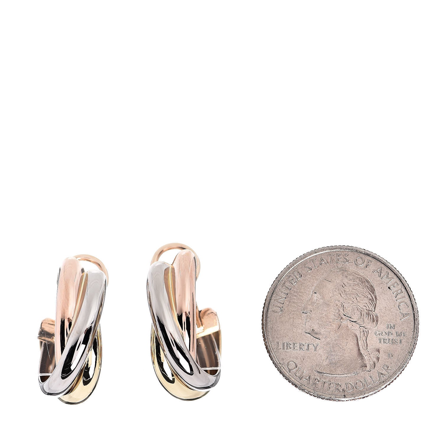 Cartier 18K Pink Yellow White Gold Large Trinity Clip-On Earrings 2 of 4