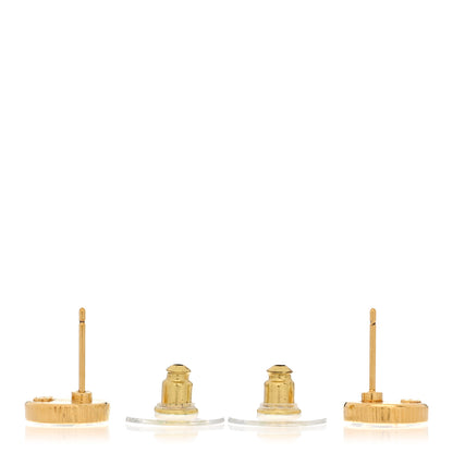 Chanel Resin CC Round Earrings Gold Black 3 of 5