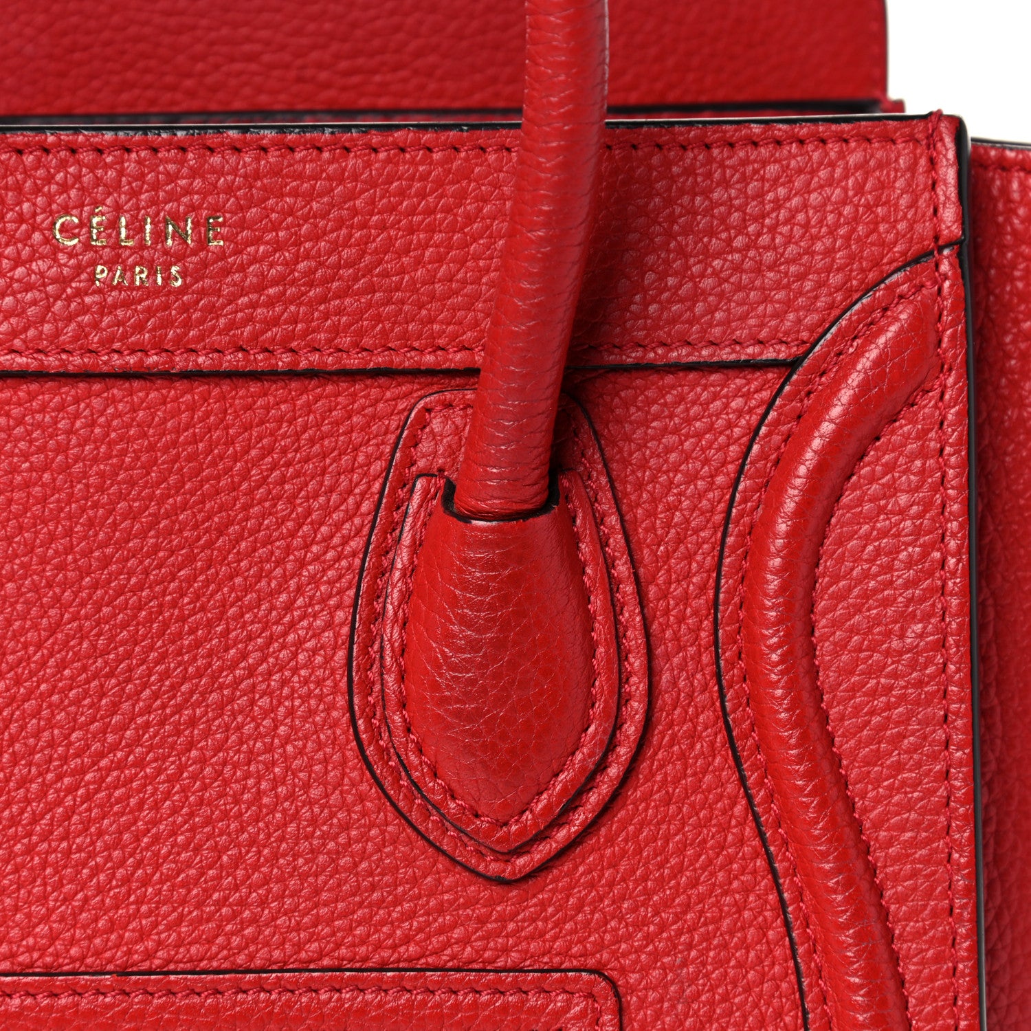 Celine Drummed Calfskin Nano Luggage Red 20 of 27