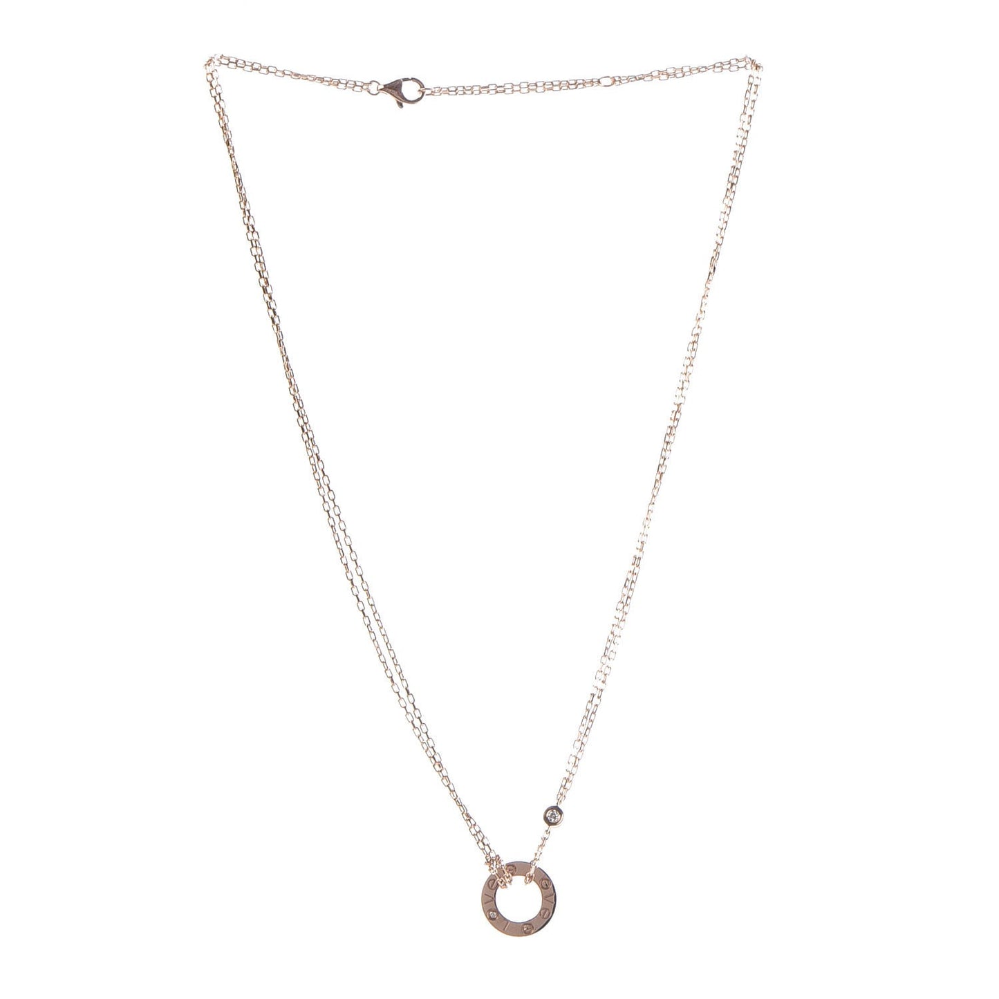 18K Pink Gold 2 Diamond LOVE Necklace