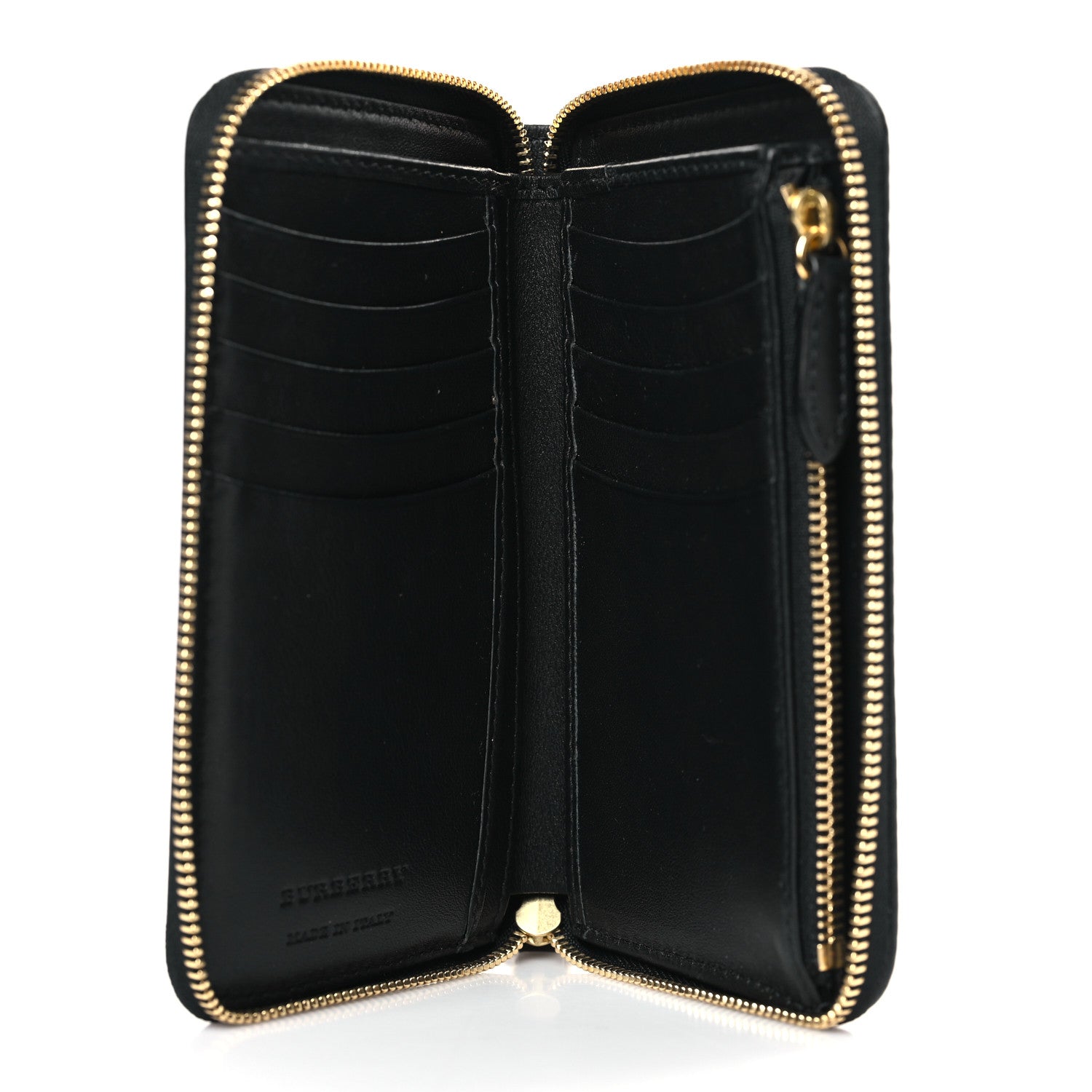 Burberry Calfskin Horseferry Check Medium Marston Zip Around Wallet Black 5 of 6