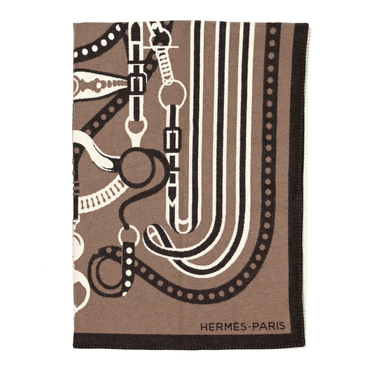 Hermes Wool Cashmere Grand Tralala Blanket Etoupe 1 of 3