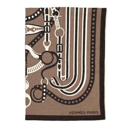 Hermes Wool Cashmere Grand Tralala Blanket Etoupe 1 of 3
