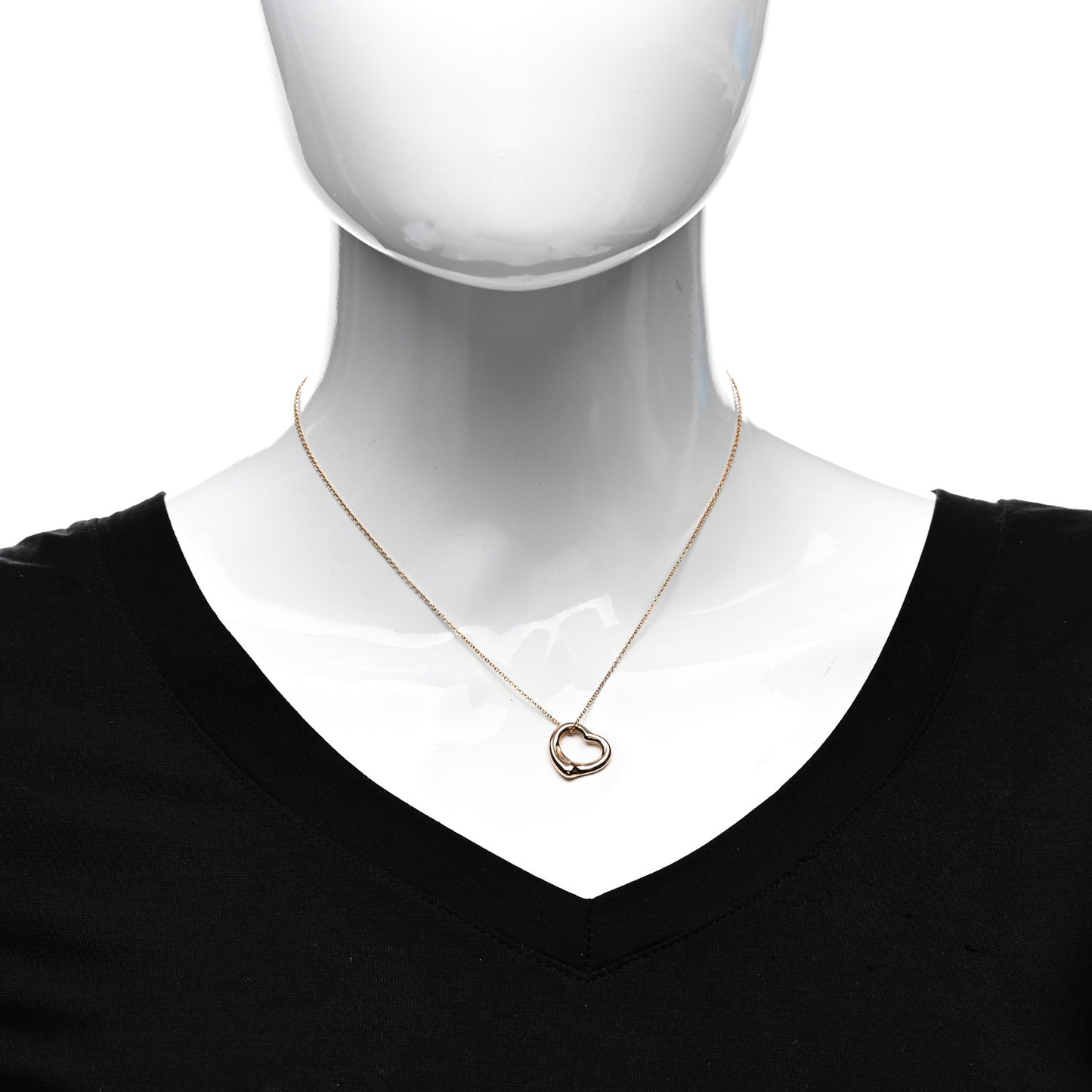 18K Rose Gold 16mm Elsa Peretti Open Heart Pendant Necklace