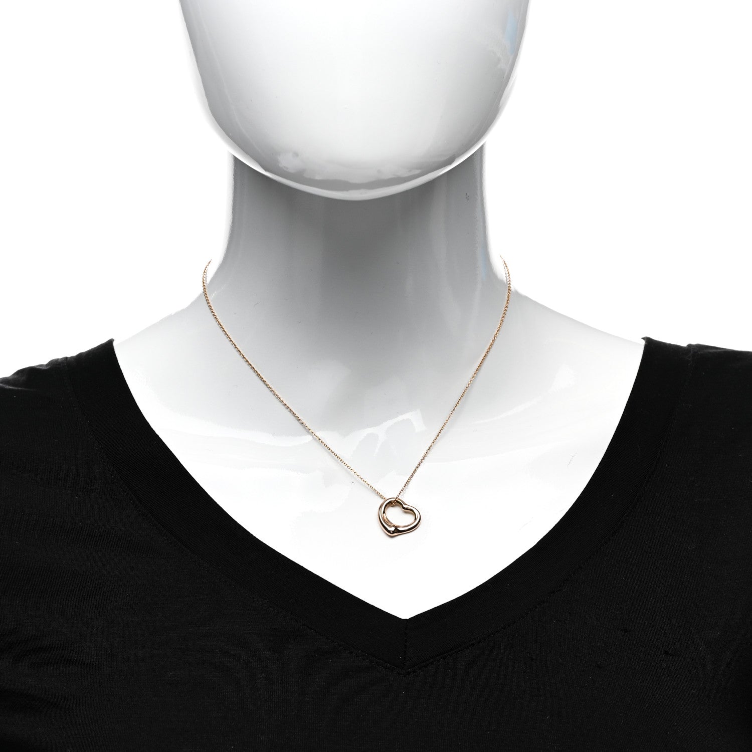 Tiffany 18K Rose Gold 16mm Elsa Peretti Open Heart Pendant Necklace 2 of 4