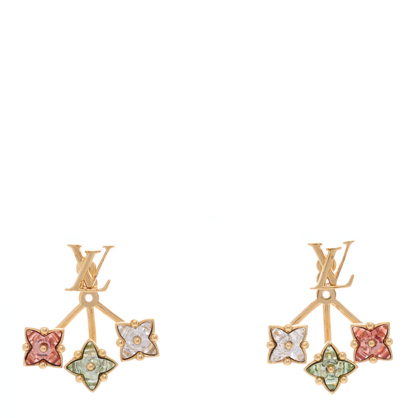 Metal Crystal Loulougram Earrings Multicolor