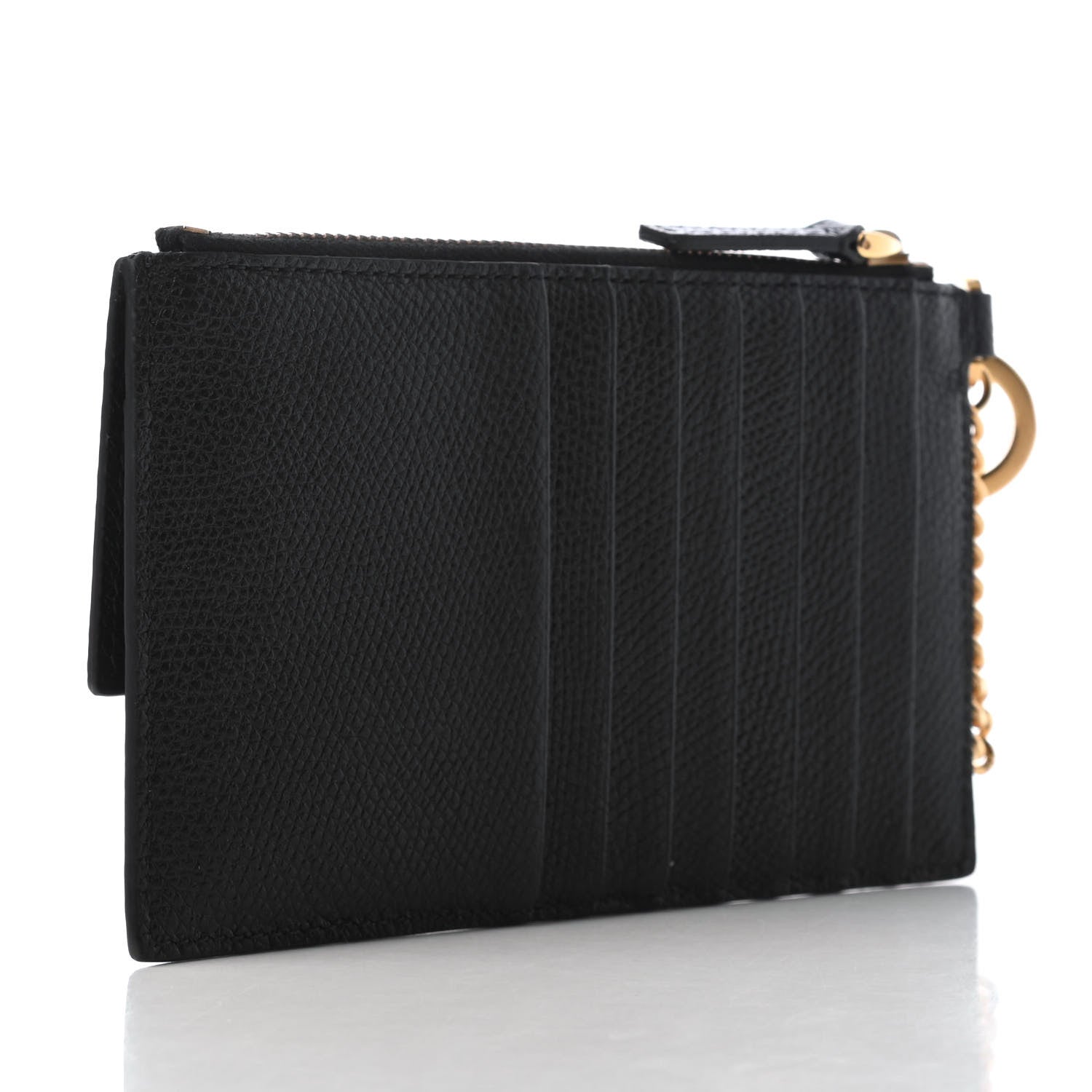 Valentino Garavani Grained Calfskin VLogo Zippered Card Holder Black 3 of 7