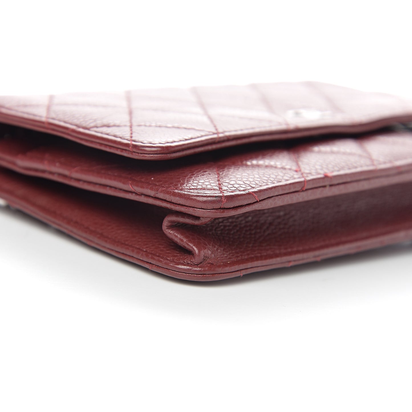 Caviar Quilted Wallet On Chain WOC Dark Red