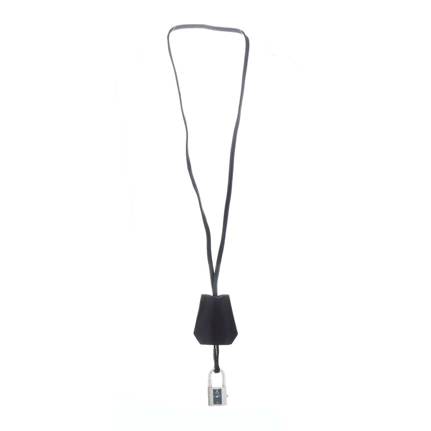 Stainless Steel Barenia Kelly Clochette Necklace Watch Noir