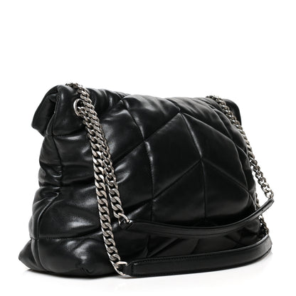 Saint Laurent Lambskin Quilted Small Loulou Puffer Monogram Chain Satchel Black 3 of 11