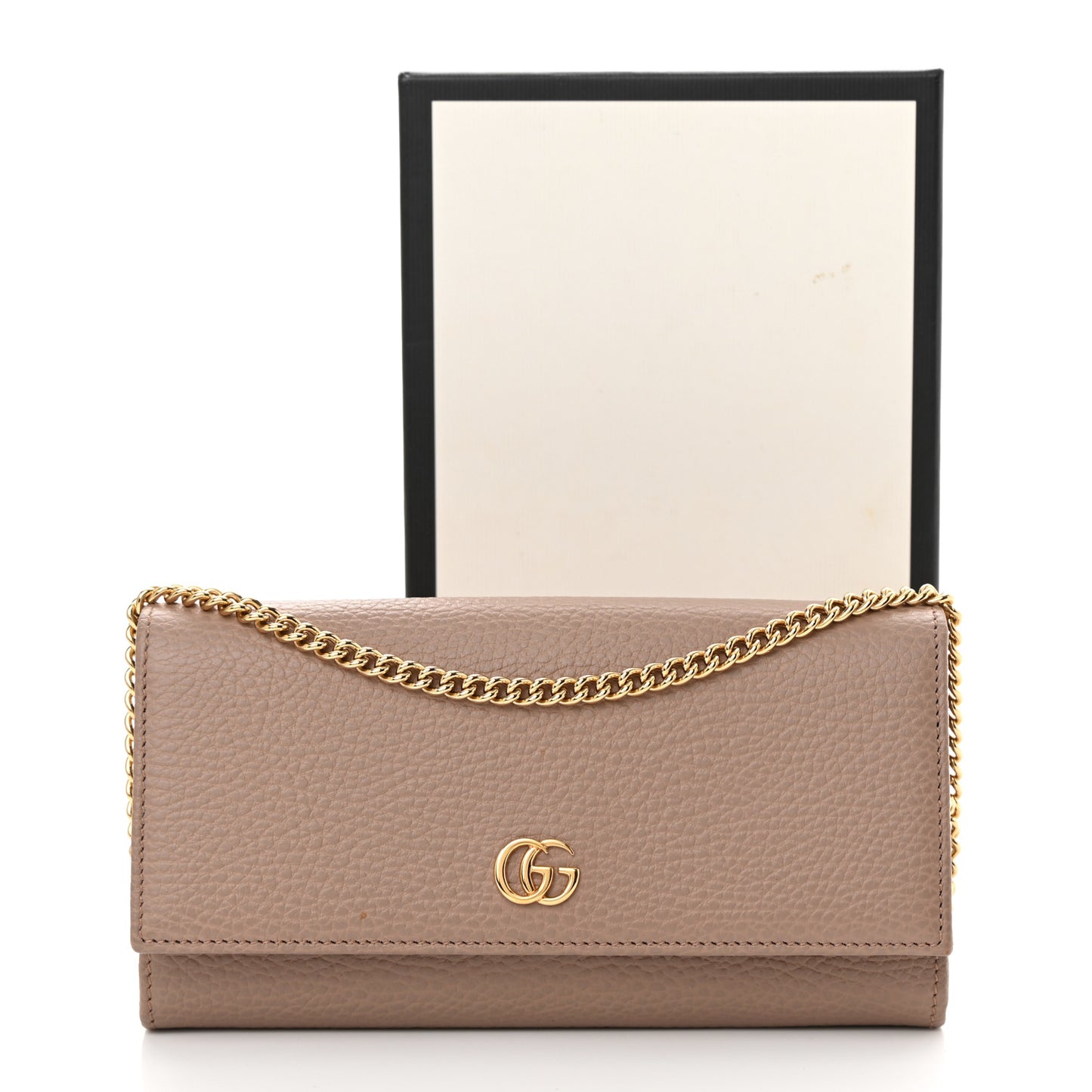 Dollar Calfskin Petite GG Marmont Wallet Chain Bag Porcelain Rose