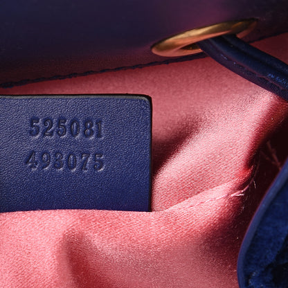 Gucci Velvet Matelasse GG Marmont Bucket Bag Cobalt Blue 6 of 9