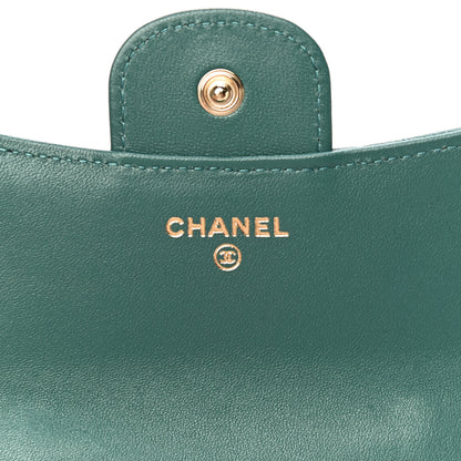 Chanel Lambskin Quilted Top Handle Flap Coin Purse With Chain Green 6 of 11