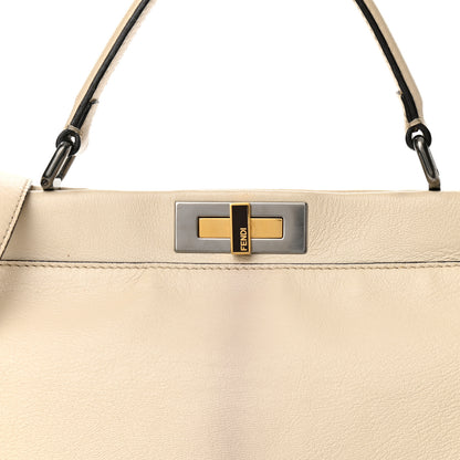 Fendi Goatskin Zucca Large Peekaboo Iconic Satchel Latte Tobacco Moro 8 of 10