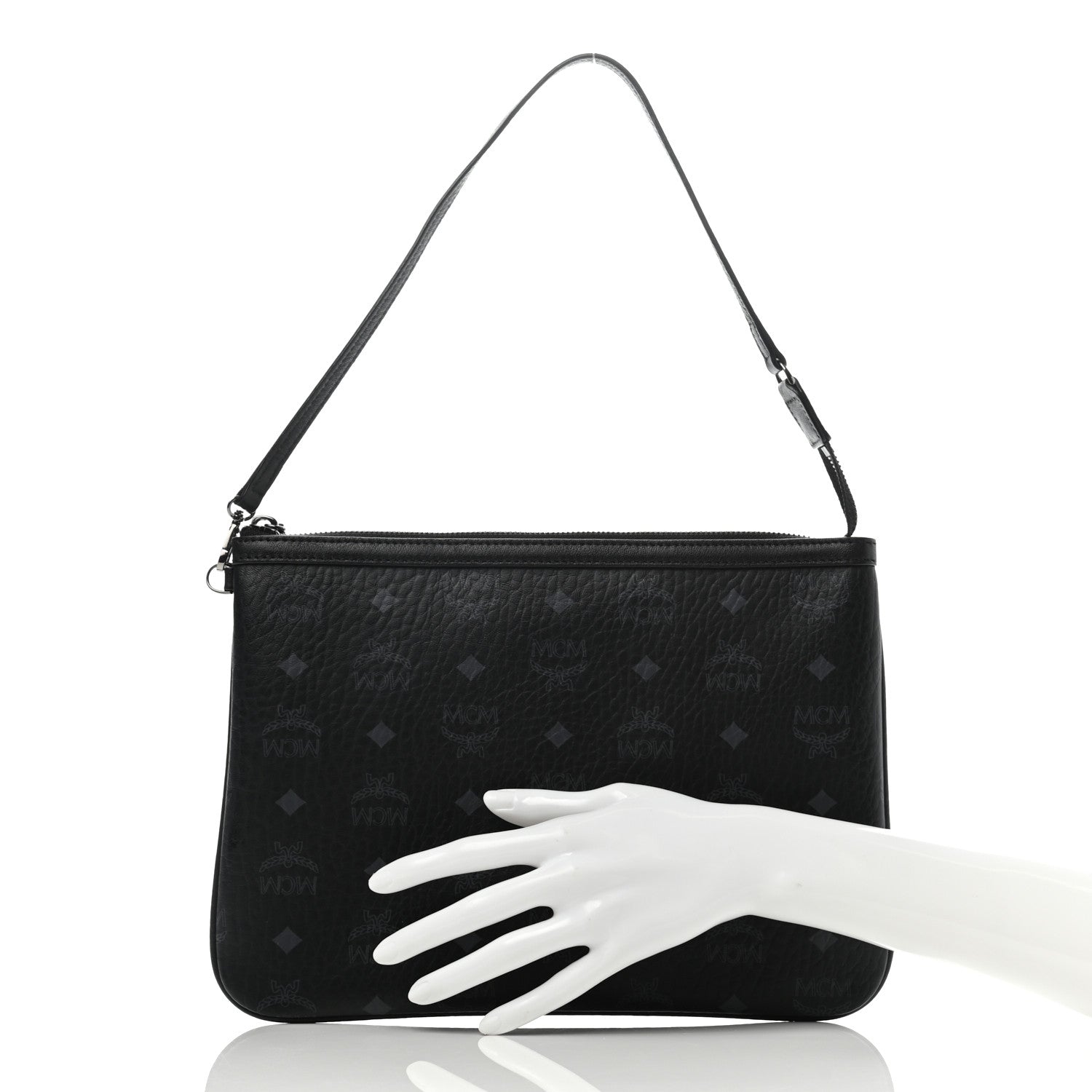 MCM Visetos Liz Shopper Tote Pouch Black 2 of 5