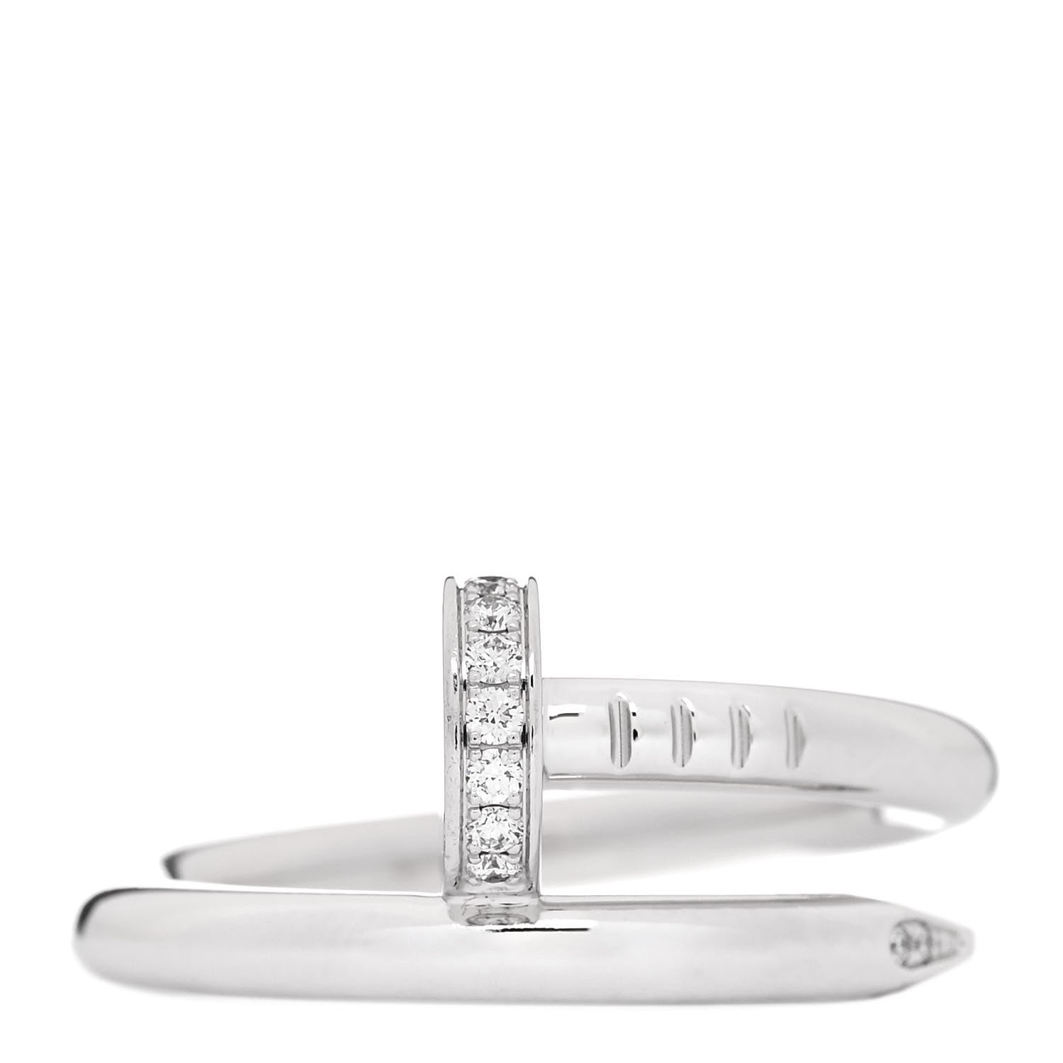 Cartier 18K White Gold Diamond Juste Un Clou Ring 53 6.25 1 of 5