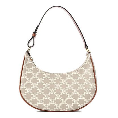 Celine Canvas Calfskin Ava Triomphe Shoulder Bag Grege 1 of 7