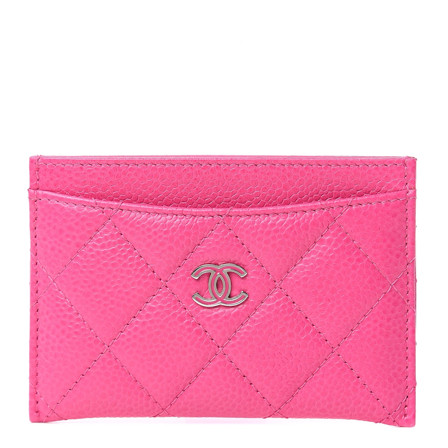 Caviar Quilted Card Holder Pink