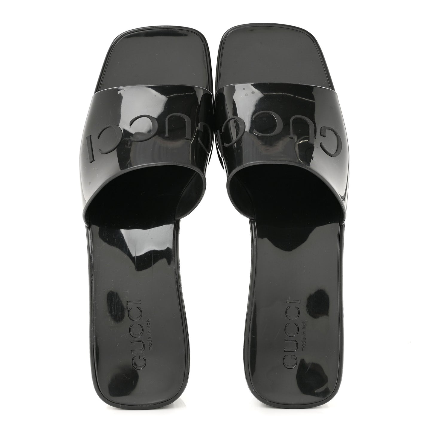 Rubber Gucci Logo Womens Platform 20/60mm Slide Sandals 38 Black