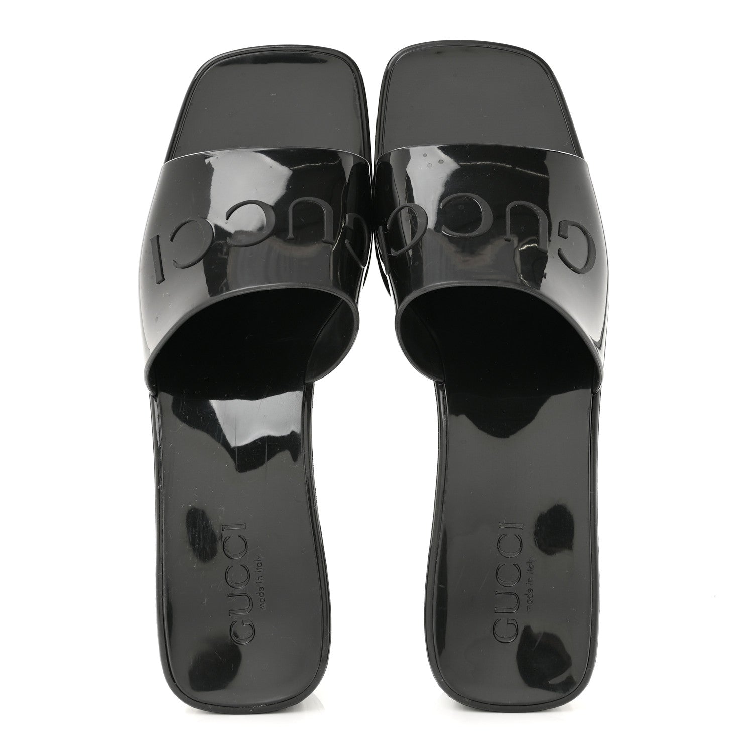 Gucci Rubber Gucci Logo Womens Platform 20/60mm Slide Sandals 38 Black 2 of 10