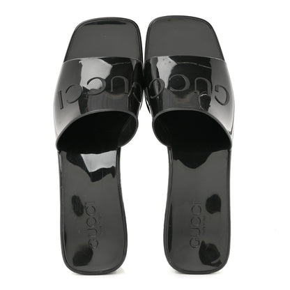 Gucci Rubber Gucci Logo Womens Platform 20/60mm Slide Sandals 38 Black 2 of 10
