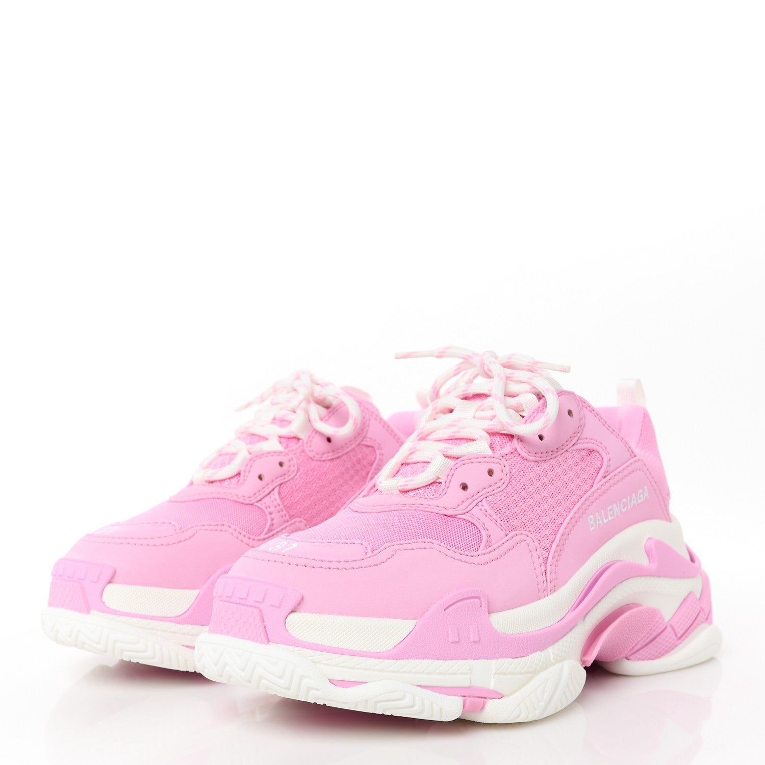 Balenciaga Fabric Mesh Womens Triple S Sneakers 37 Pink White 3 of 9