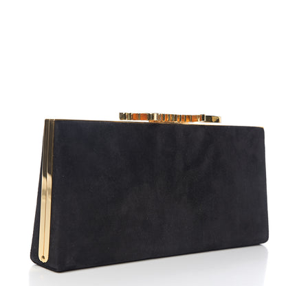 Jimmy Choo Suede Celeste Logo Clutch Black 2 of 6