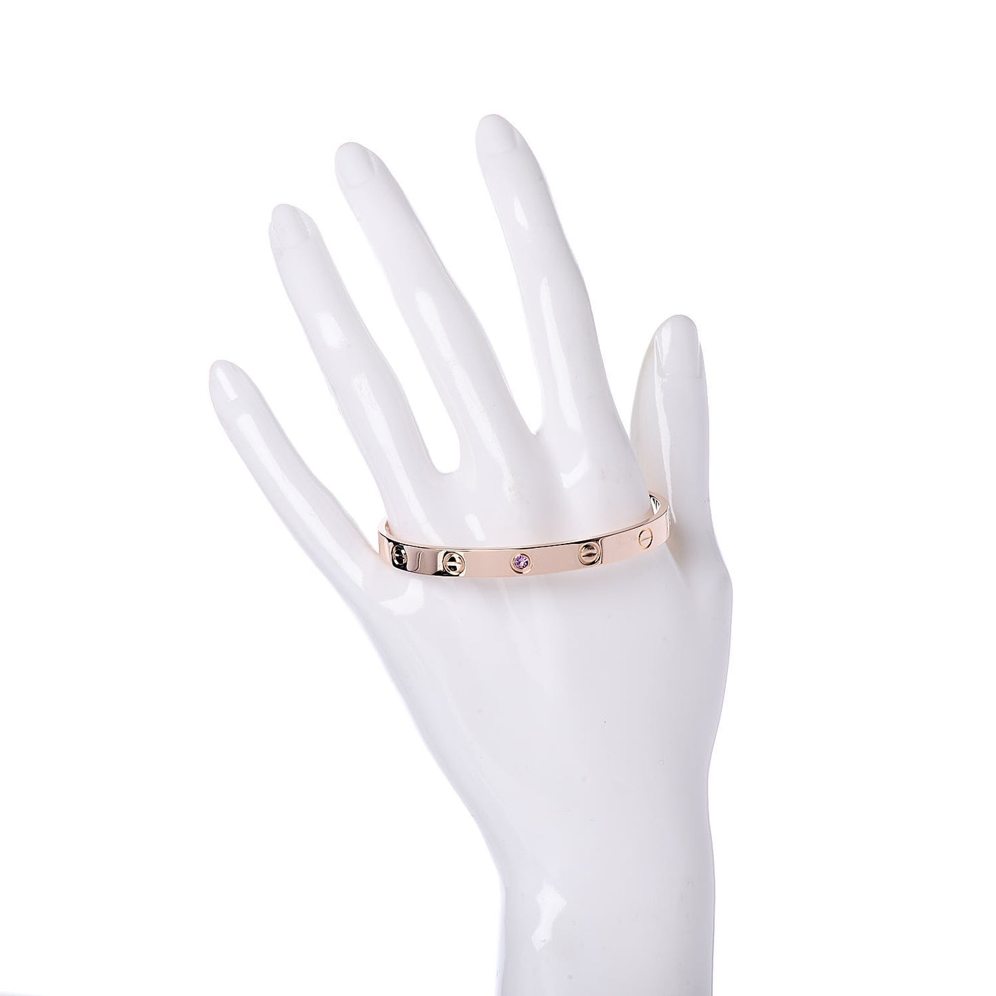 18K Pink Gold Pink Sapphire LOVE Cuff Bracelet 17