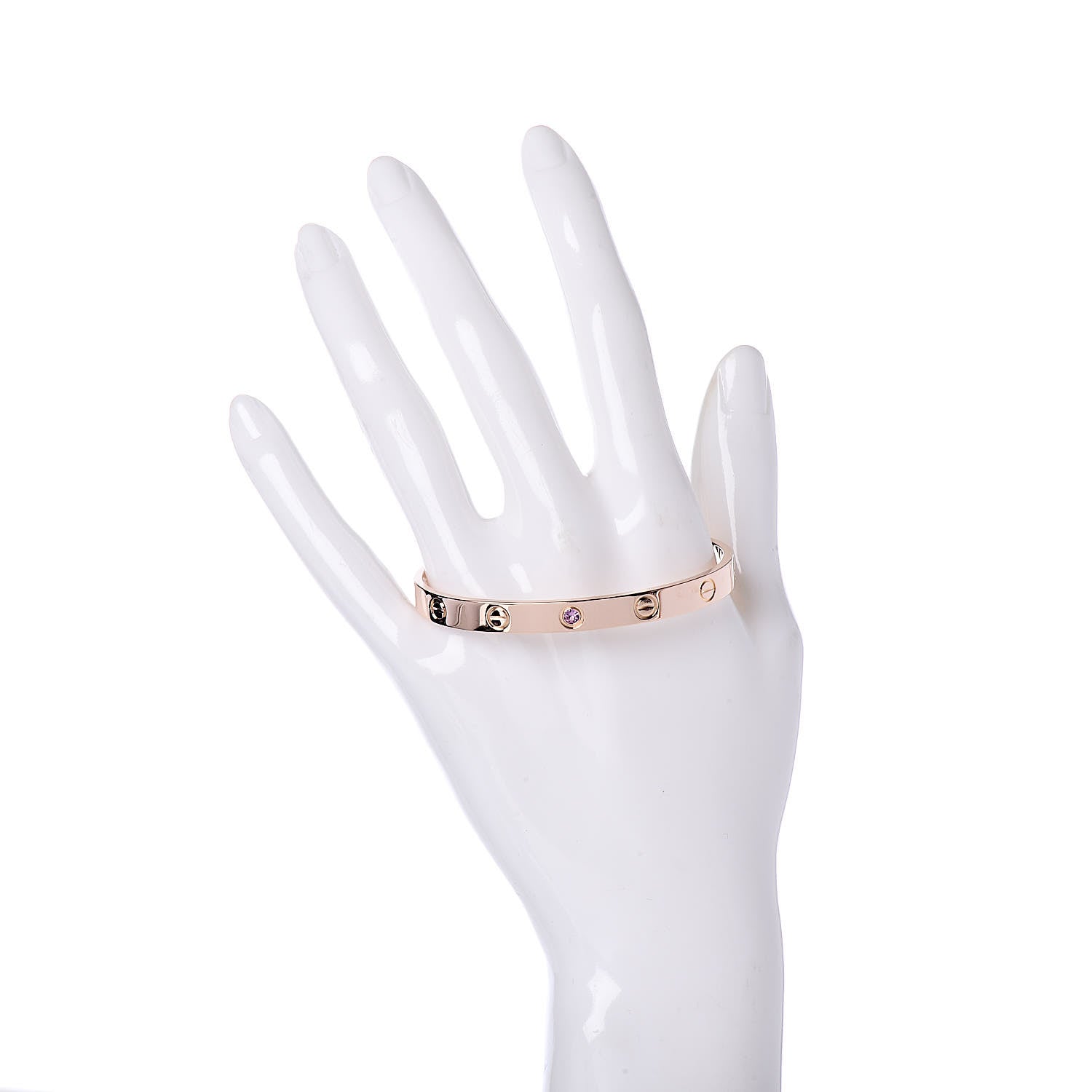 Cartier 18K Pink Gold Pink Sapphire LOVE Cuff Bracelet 17 2 of 4