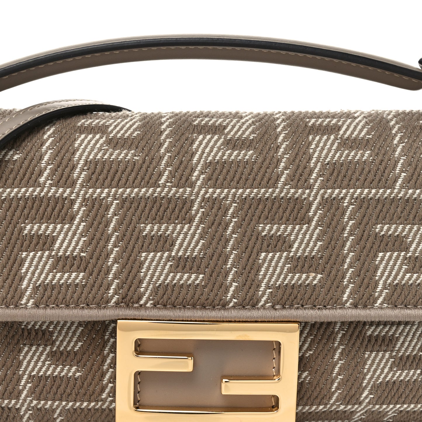 Denim Jacquard FF Effect Vitello Grace Mini Baguette Dove White Dove