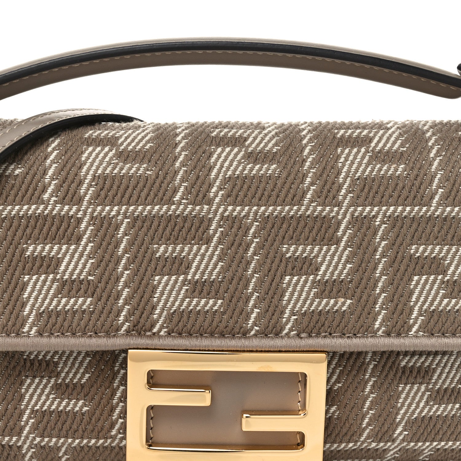 Fendi Denim Jacquard FF Effect Vitello Grace Mini Baguette Dove White Dove 8 of 11
