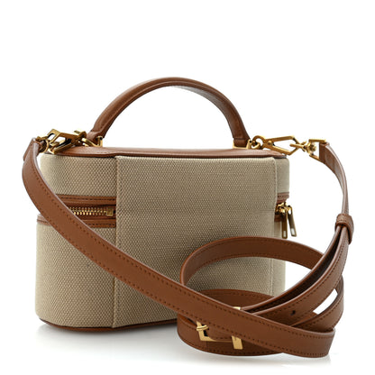 Saint Laurent Canvas Calfskin Mini Gaby Vanity Case Desert Dust Brick 3 of 12