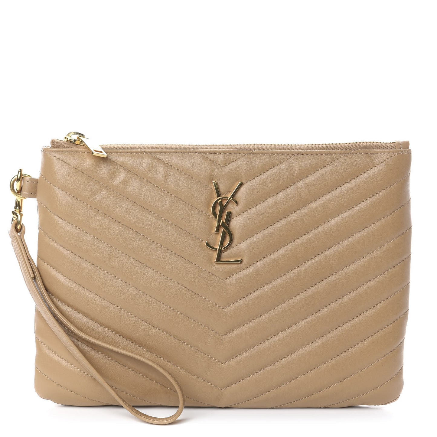 Calfskin Matelasse Chevron Monogram A5 Wristlet Cork