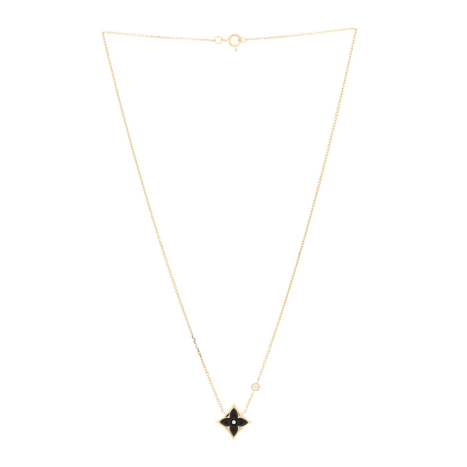 Louis Vuitton 18K Yellow Gold Diamond Black Onyx Color Blossom BB Star Pendant Necklace 2 of 3
