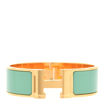 Hermes Enamel Wide Clic Clac H Bracelet GM Vert Aqua 1 of 6