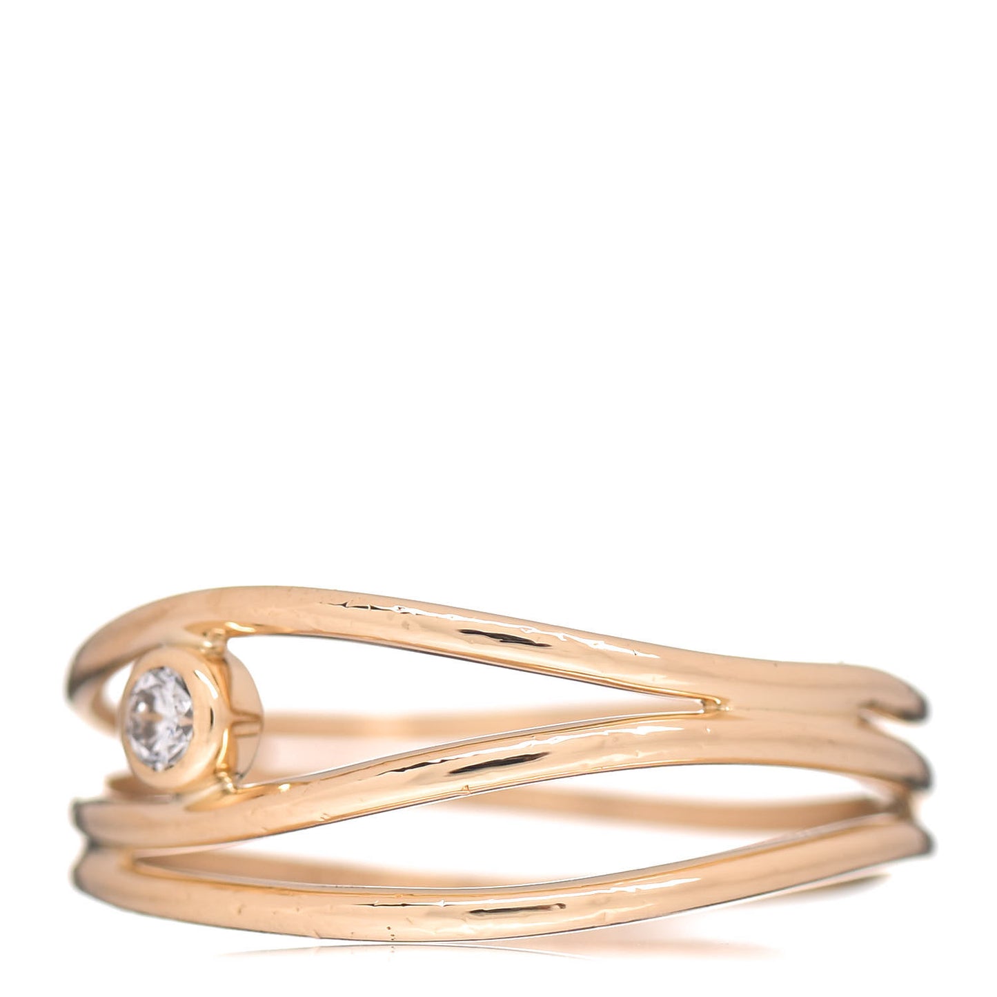 18K Yellow Gold Diamond Elsa Peretti 3 Row Wave Ring 50 5.5