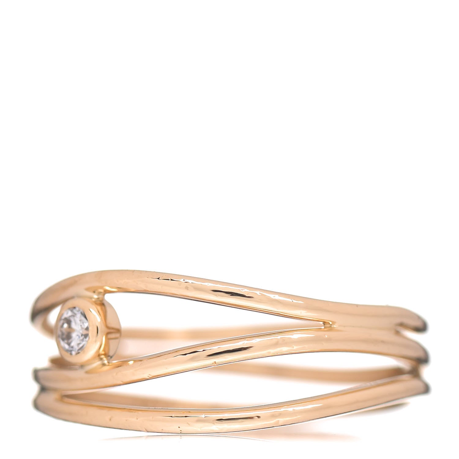 Tiffany 18K Yellow Gold Diamond Elsa Peretti 3 Row Wave Ring 50 5.5 3 of 5