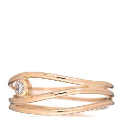 Tiffany 18K Yellow Gold Diamond Elsa Peretti 3 Row Wave Ring 50 5.5 3 of 5