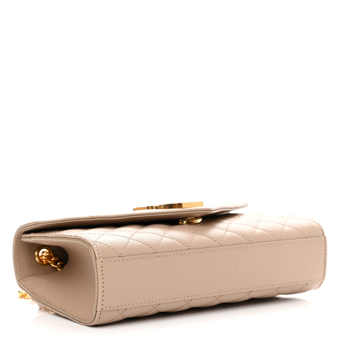Grain De Poudre Textured Mixed Matelasse Triquilt Small Monogram Satchel Dark Beige