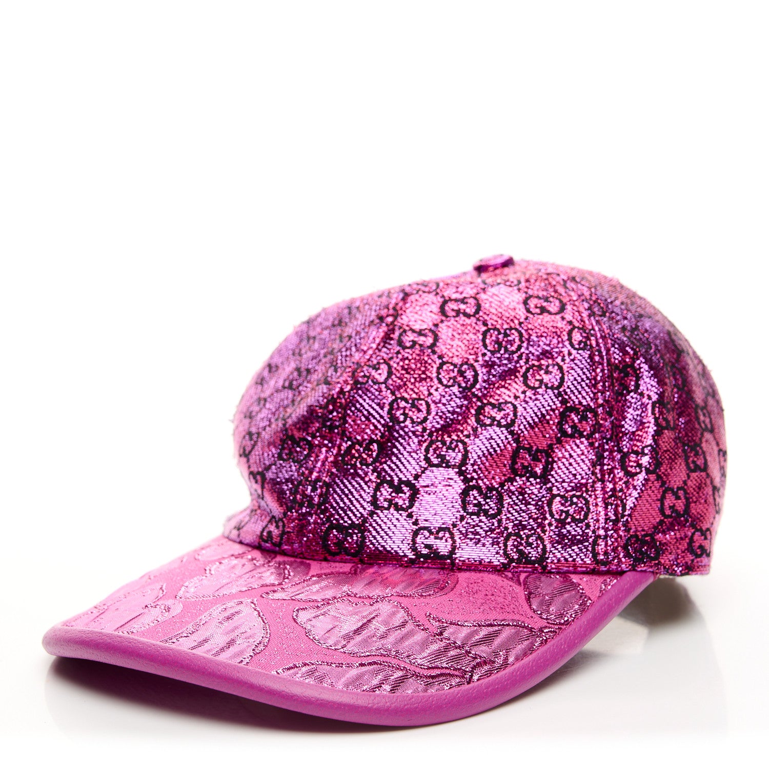 Gucci Silk Blend Jacquard Monogram Santa Barbara Baseball Hat S Fuxia Black 1 of 11