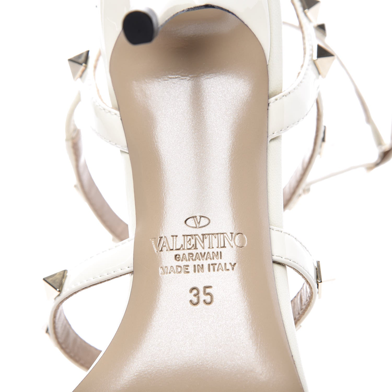 Valentino Garavani Patent Rockstud Gladiator 70mm Sandals 35 Light Ivory 9 of 11